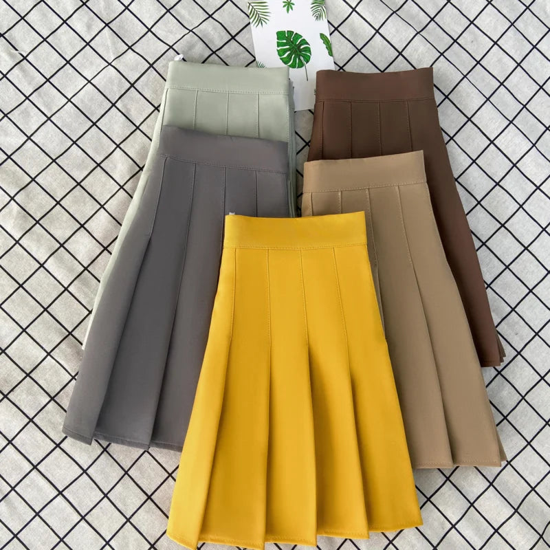 Falda Mini Plisada Mujer Cintura Alta Estilo Coreano