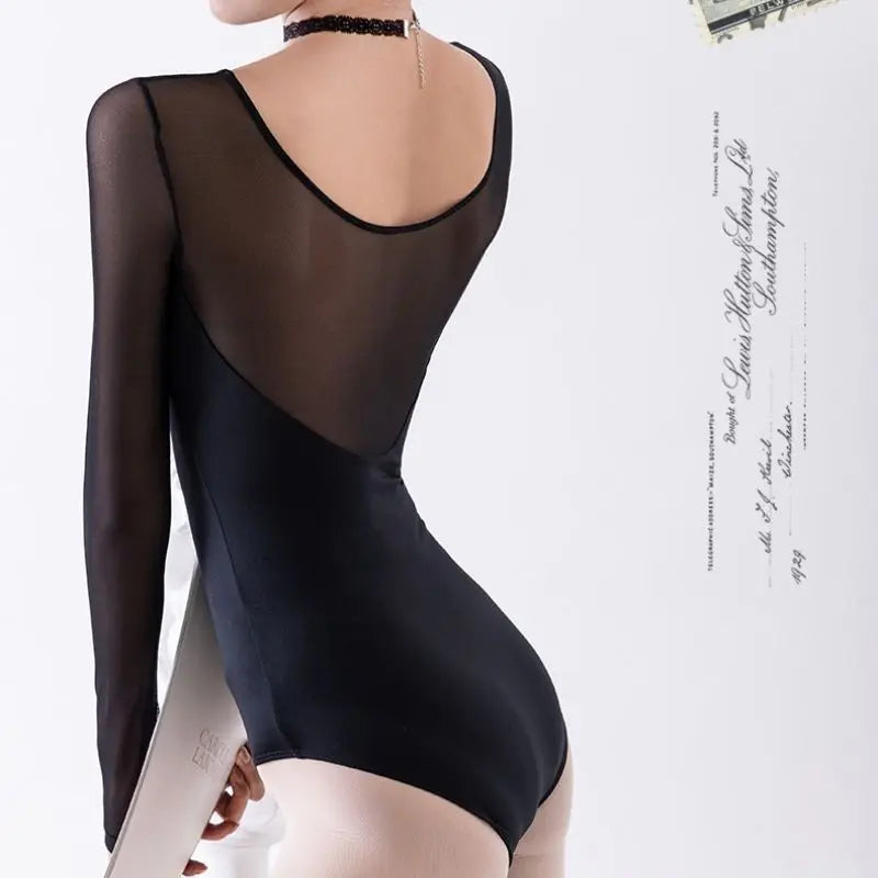 Practice Dress - Long Sleeve Mesh Lace Black