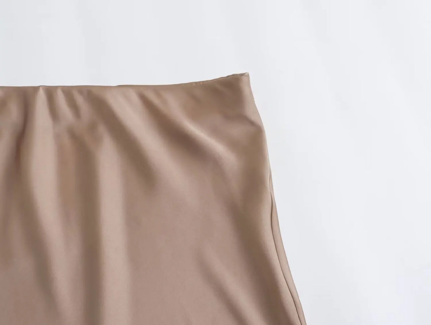 Satin Midi Skirt - High Waist