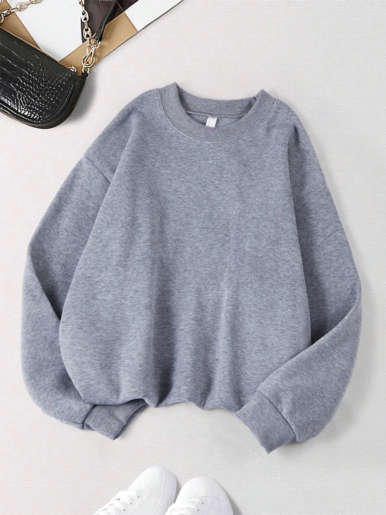 Polerón Cuello Redondo Mujer Felpa Estilo Europeo Americano
