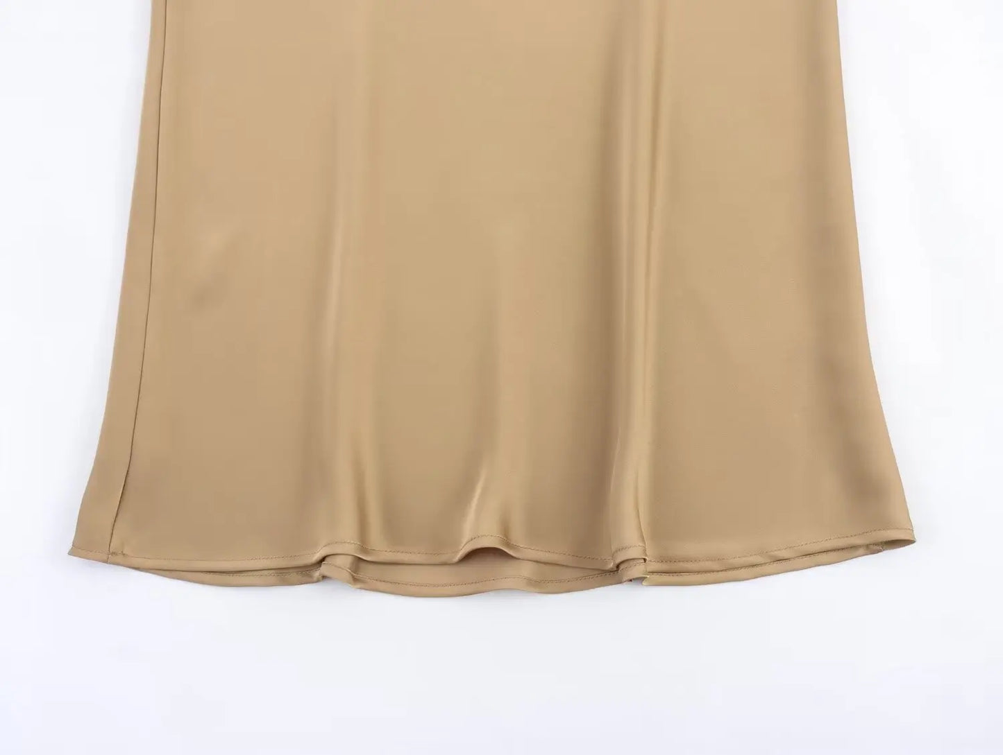 Satin Midi Skirt - High Waist