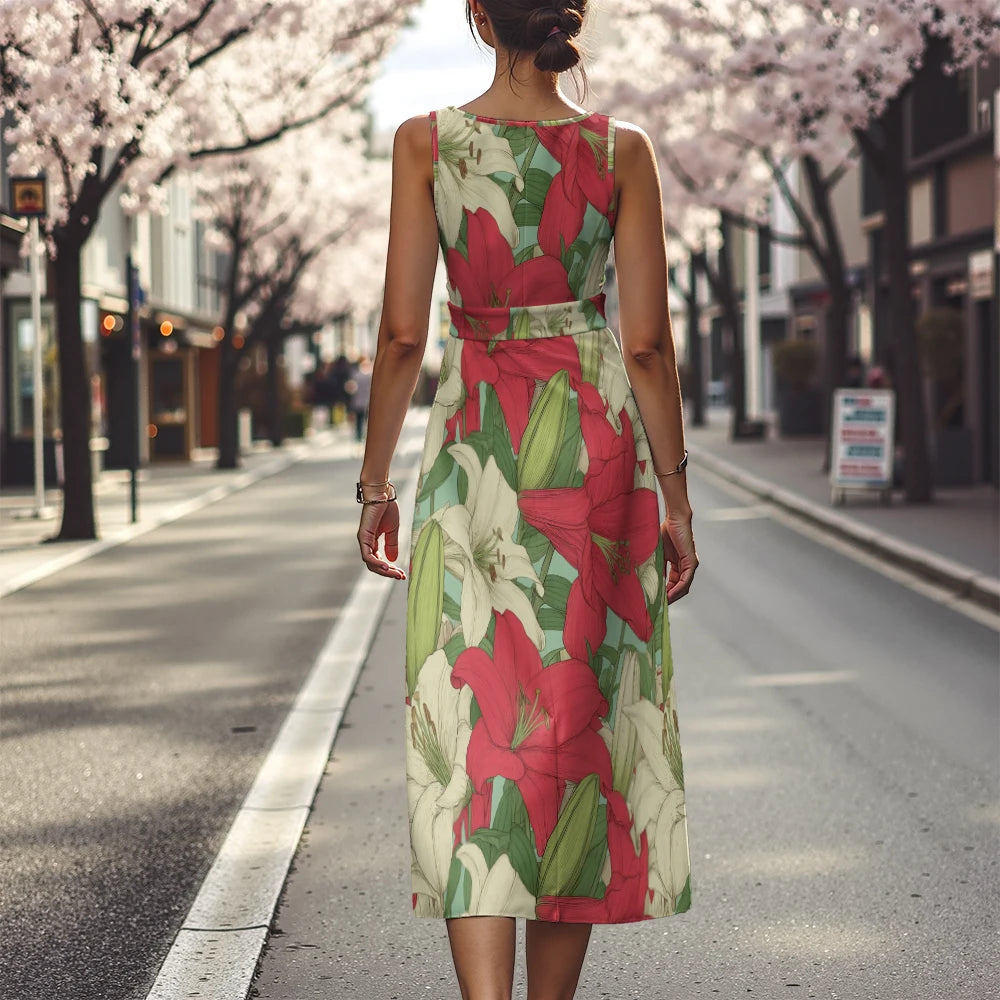 Vestido Floral Línea A Fresco Ceñido Sublime Francés