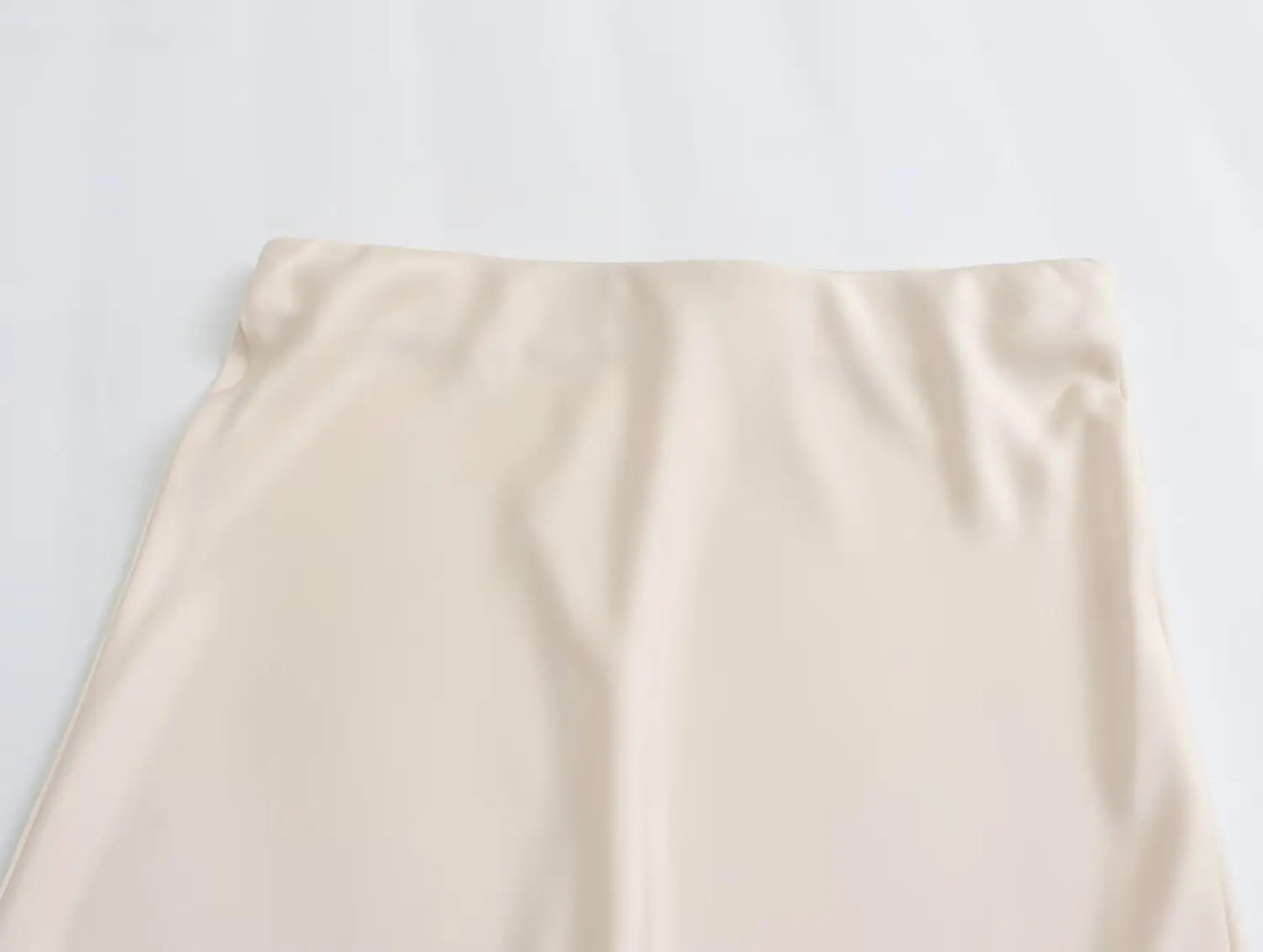 Satin Long Skirt - High Waist Draped Midi