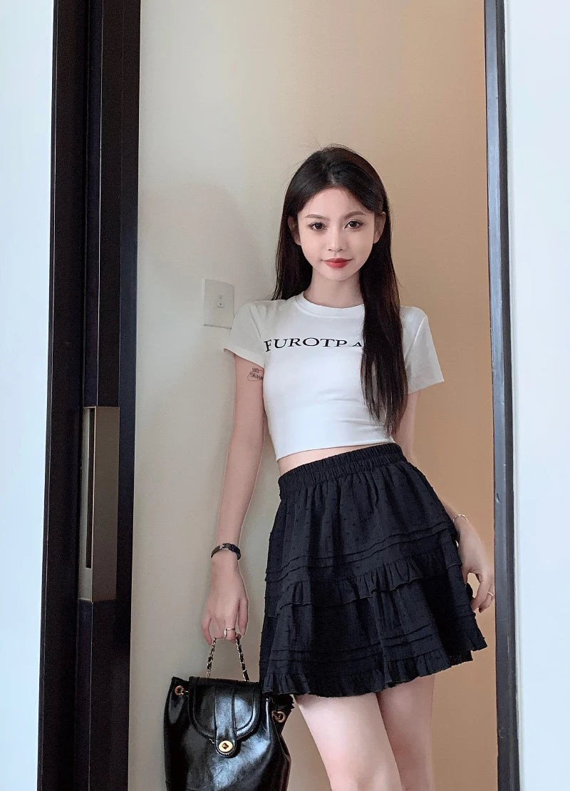 A-Line Mini Skirt - Preppy Street Style A