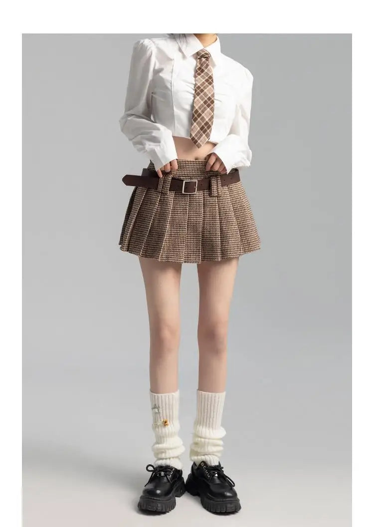 Plaid Mini Skirt - Preppy Japanese Retro Style B