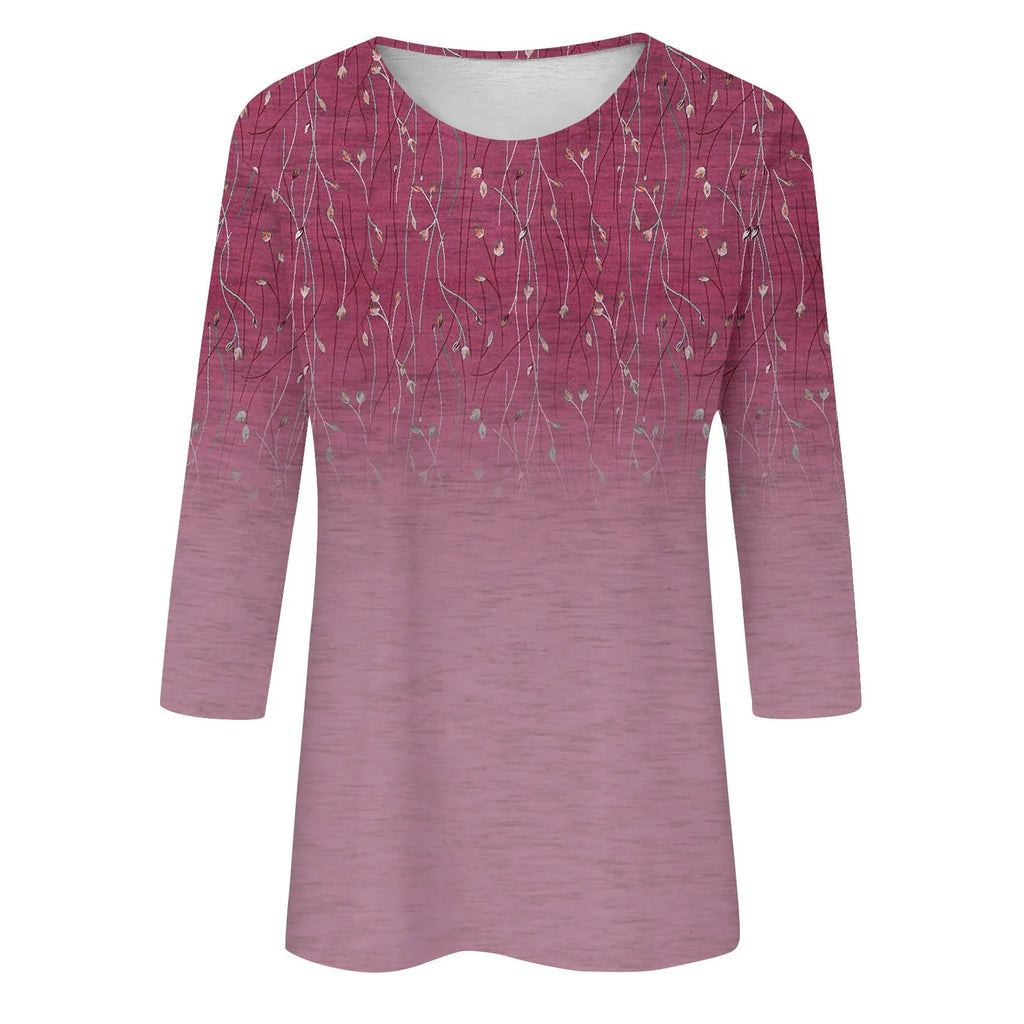 Blusa Estampada Animal Manga Tres Cuartos Cuello Redondo