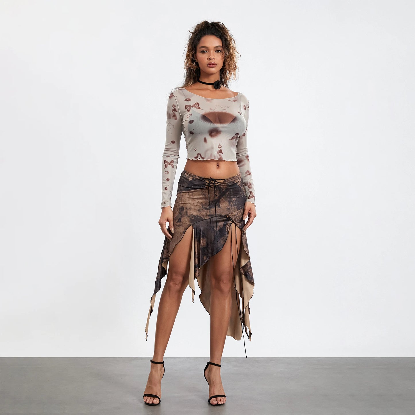 Satin Midi Skirt - High Waist Silk Long