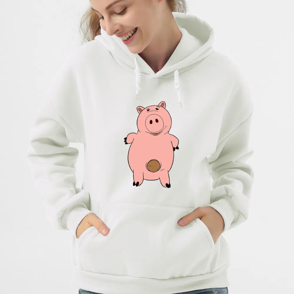 Polerón con Capucha Caricatura Mujer Manga Larga Suelto Felpa