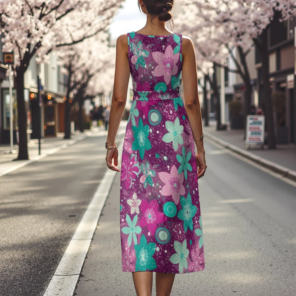Vestido Floral Línea A Fresco Ceñido Sublime Francés