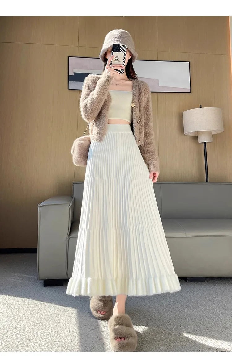 Falda Tejida Línea A Mujer Tiro Alto Swing