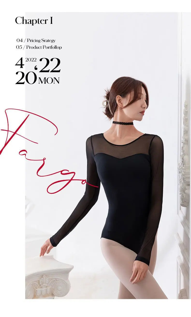 Practice Dress - Long Sleeve Mesh Lace Black