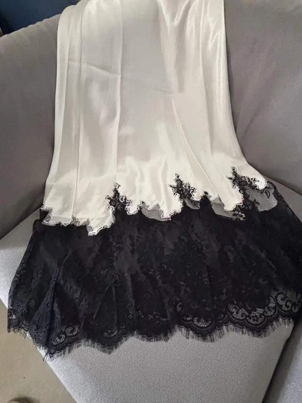 Falda Satén Encaje Ajustada Larga Mujer Elegante