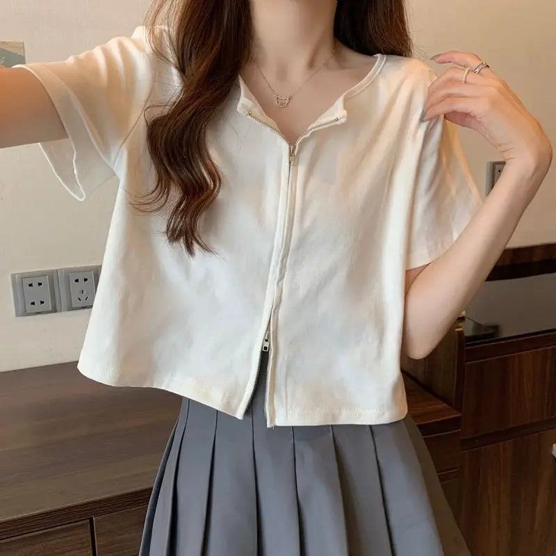 Camiseta Corta con Cuello - Manga Corta Casual Verano