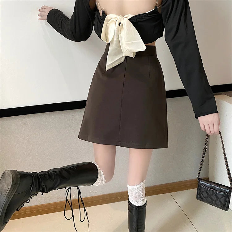 Ruffles Mini Skirt - High Waist A-Line Zipper Style A