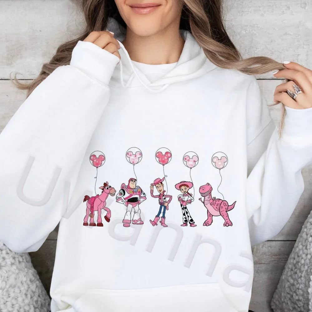 Polerón con Capucha Caricatura Mujer Manga Larga Suelto Felpa