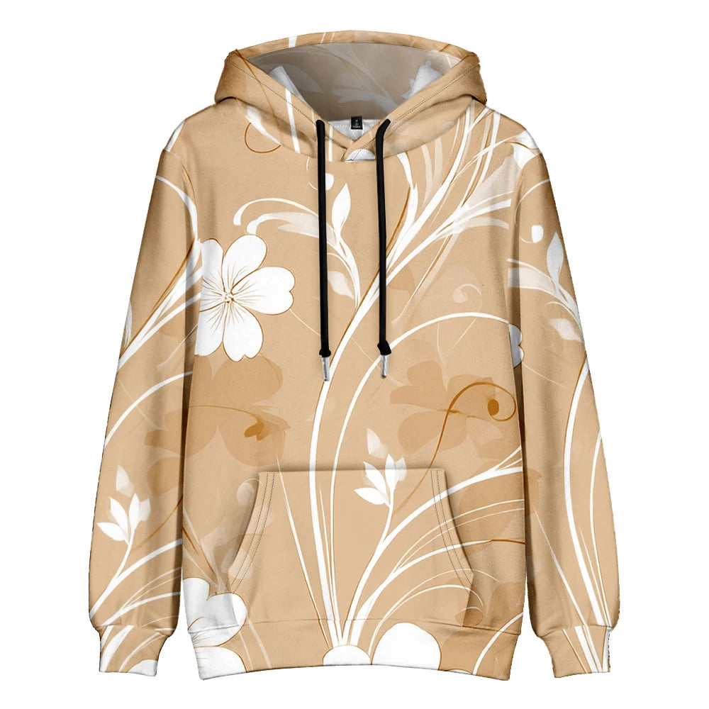 Polerón Capucha Mujer Estampado Sueco Floral Bolsillo Canguro