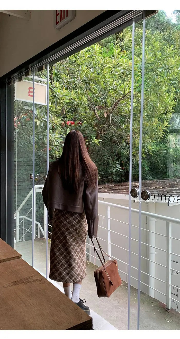 Falda Midi Cuadros Retro Y2K - Cintura Baja Estilo College