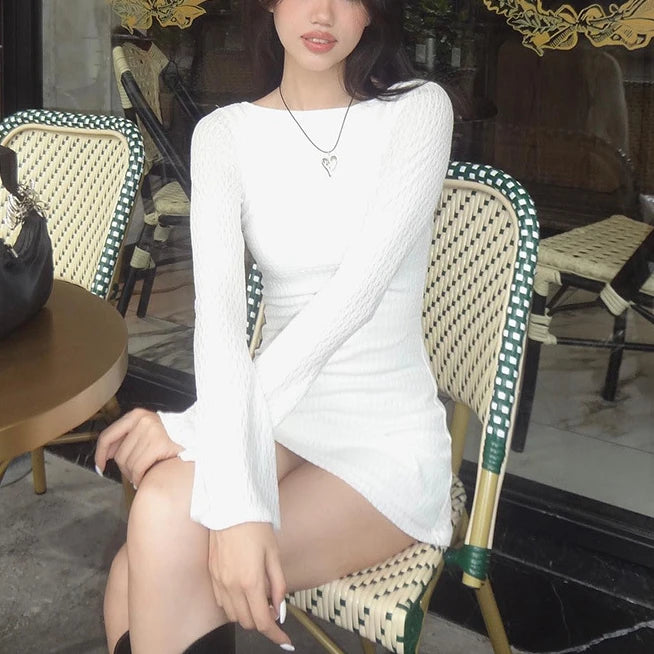 Vestido Mini Ajustado Manga Larga - Sexy Club Verano 2025