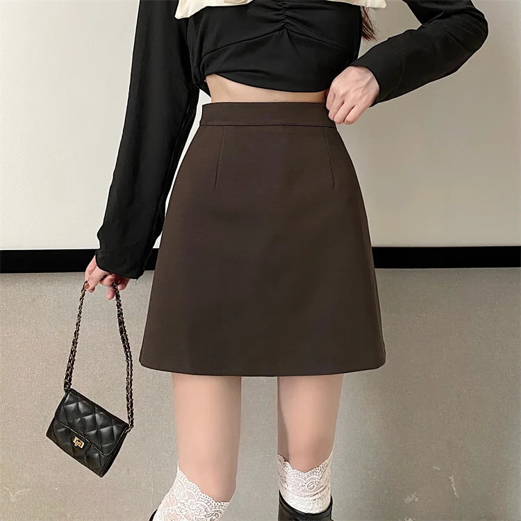 Ruffles Mini Skirt - High Waist A-Line Zipper Style A