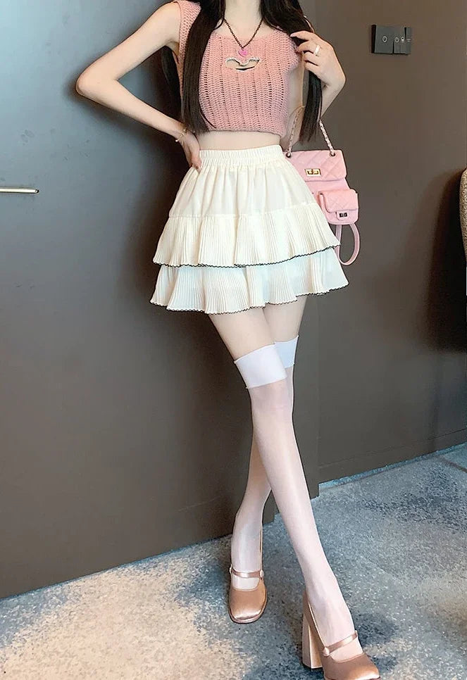 Minifalda Volantes Mujer Kawaii Chifón