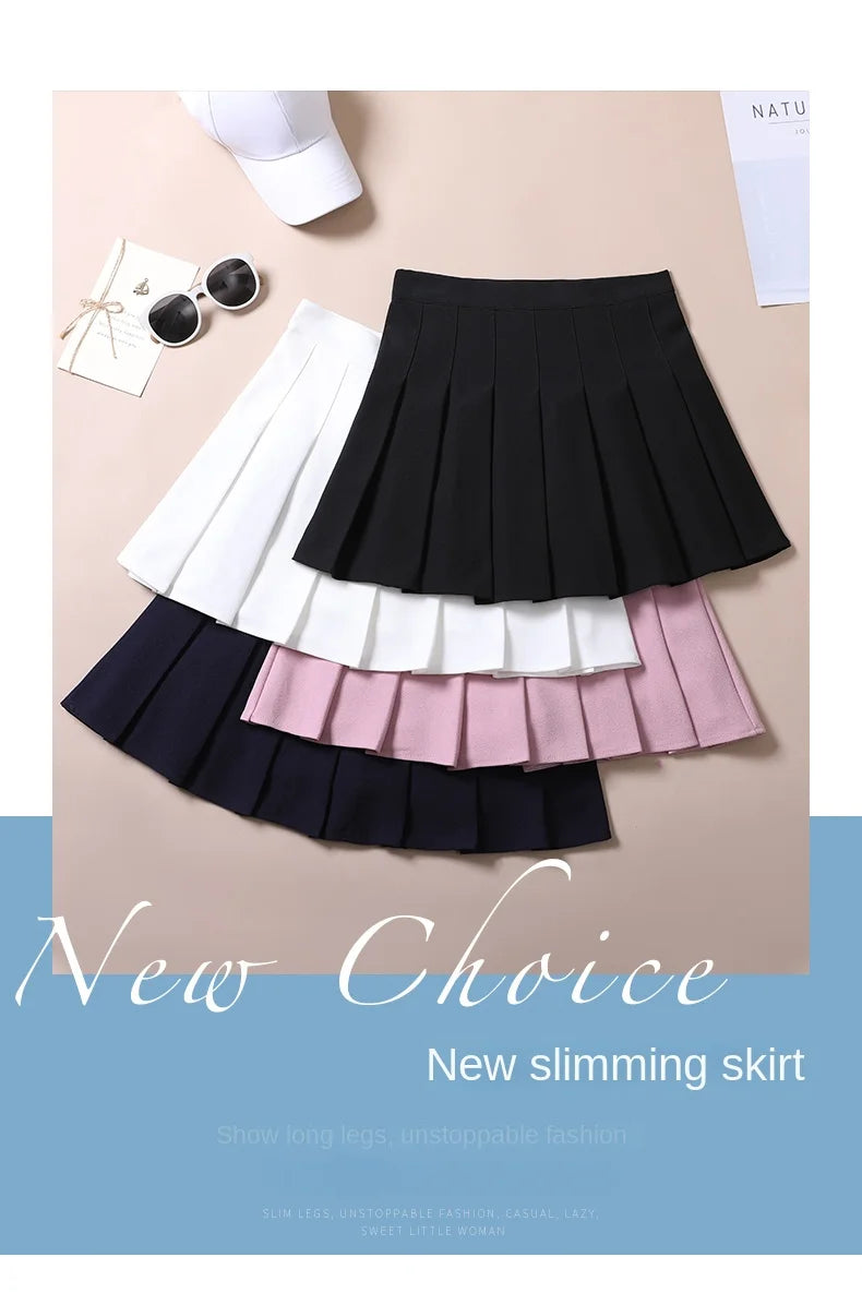 Women's Skirts Japanese Fashion School Clothes Brown Pleated Saias Femininas Girls Red Ropa Para Mujer Mini Skirt With Shorts