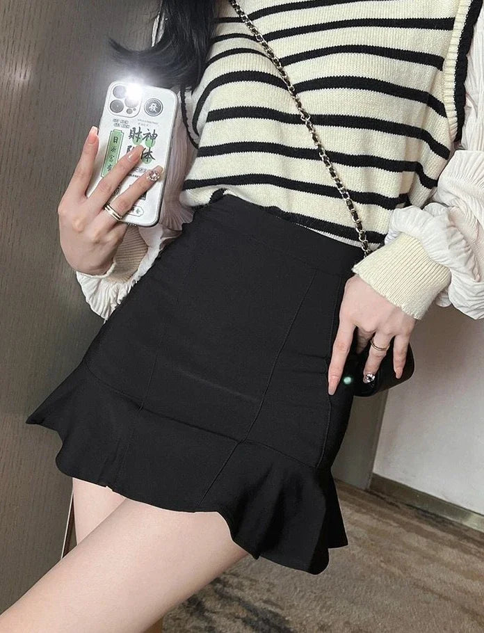 Ruffle Mini Skirt - Vintage Korean Harajuku