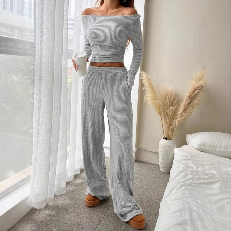 Conjunto Mujer Dos Piezas Estilo Moderno Color Sólido