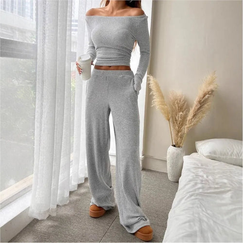 Conjunto Mujer Dos Piezas Estilo Moderno Color Sólido