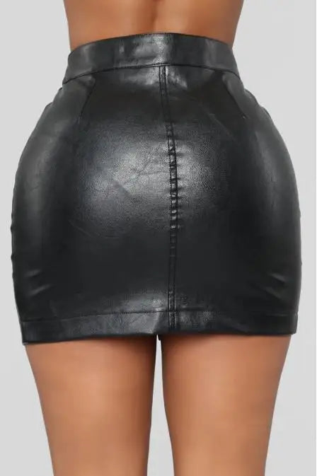 Sexy Skirt 2023 Spring Autumn Street Fashion High Waist Bag Skirt Black Short Leather Skirt Zipper Design Bag Hip Female Skirt