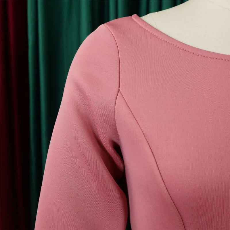 Party Dress - A-Line Belt Three Quarter Sleeve