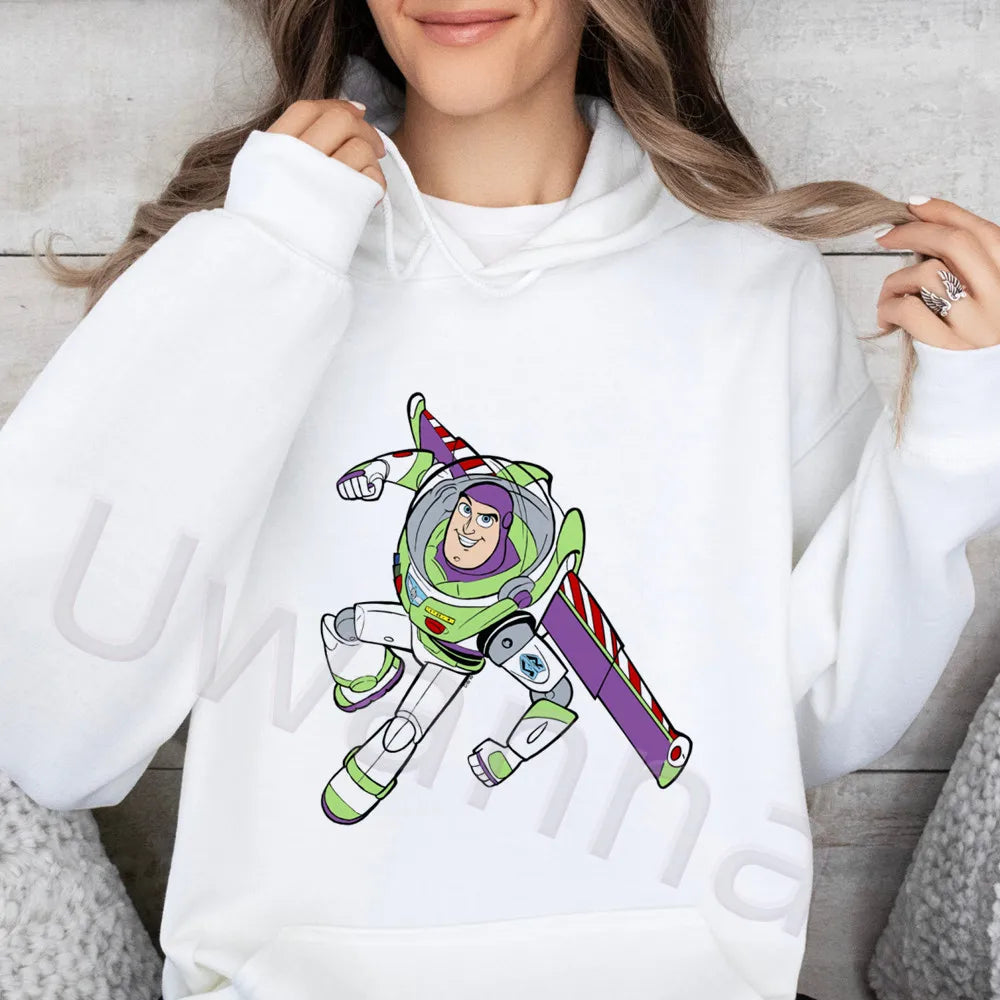 Polerón con Capucha Caricatura Mujer Manga Larga Suelto Felpa