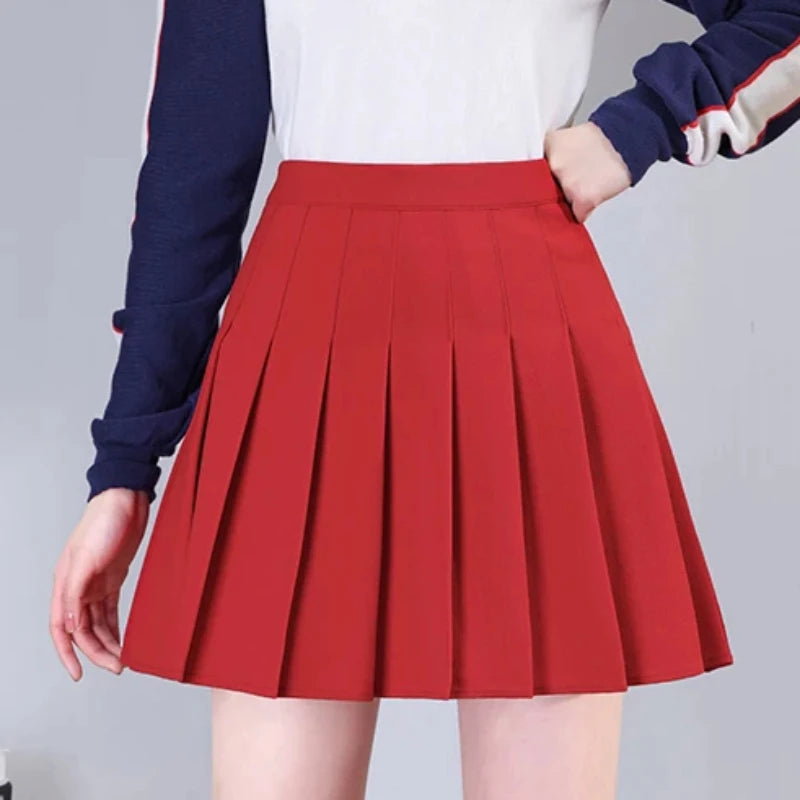 Women's Skirts Japanese Fashion School Clothes Brown Pleated Saias Femininas Girls Red Ropa Para Mujer Mini Skirt With Shorts