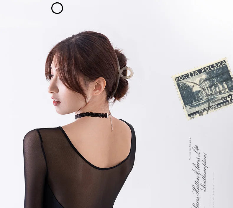 Practice Dress - Long Sleeve Mesh Lace Black