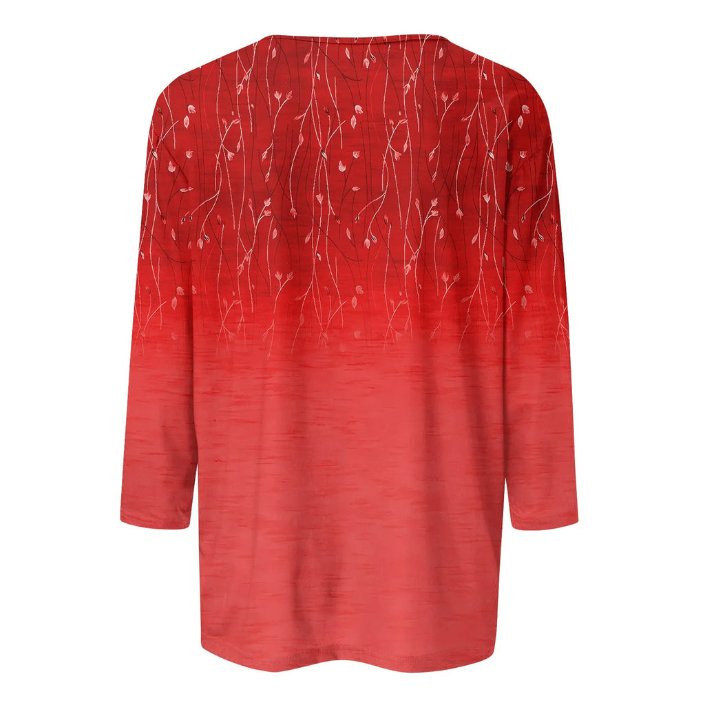 Blusa Estampada Animal Manga Tres Cuartos Cuello Redondo