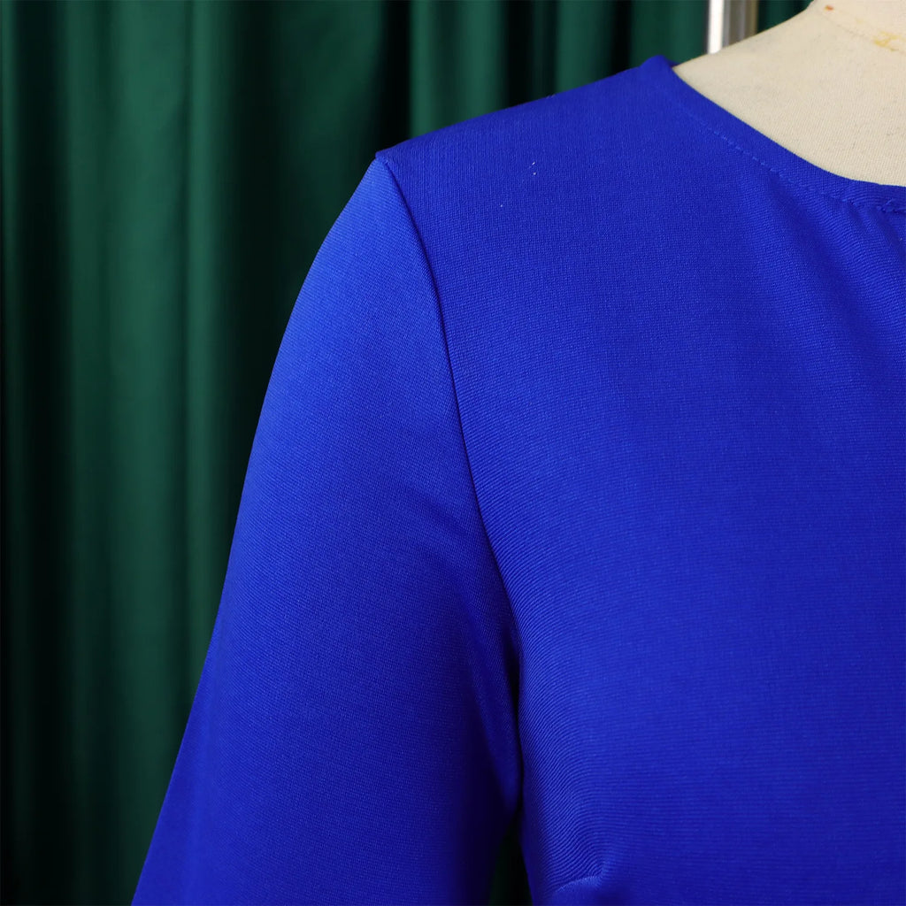 Vestido de Oficina Plisado Escote V Cintura Alta Cinturón Elegante