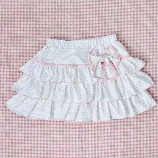 Polka Dot Mini Skirt - Bow Ruffle Y2k Sweet