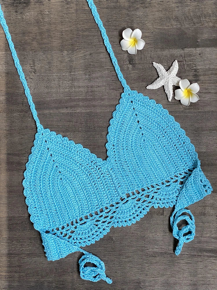 Bikini Crochet Sexy - Conjunto Pareo Falda Playa