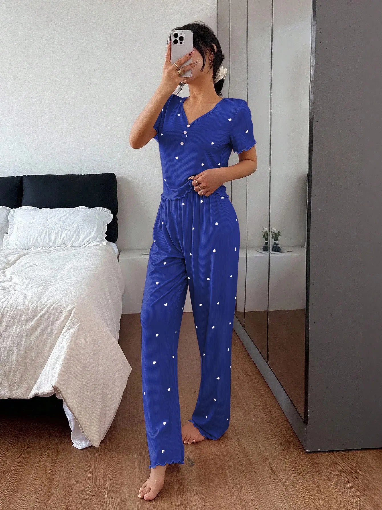 Pijama Mujer Elegante Dos Piezas Estampado Floral