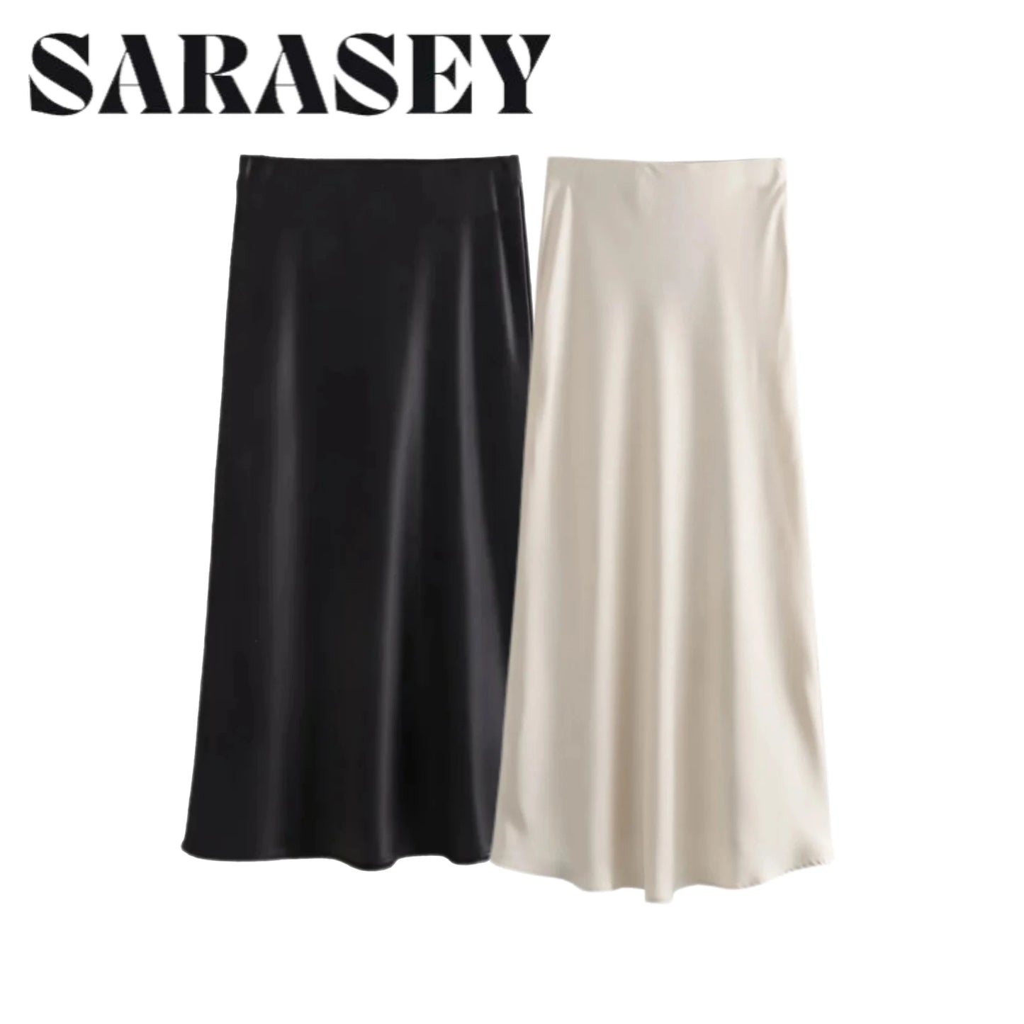 Skirt woman 2025 falds Satin Black Skirt Women Ropa Mujer юбка High Waist Long Skirts White Midi Skirt Office Elegant Skirts