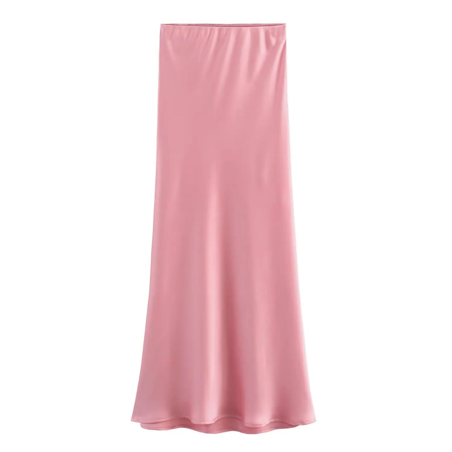 Satin Midi Skirt - High Waist