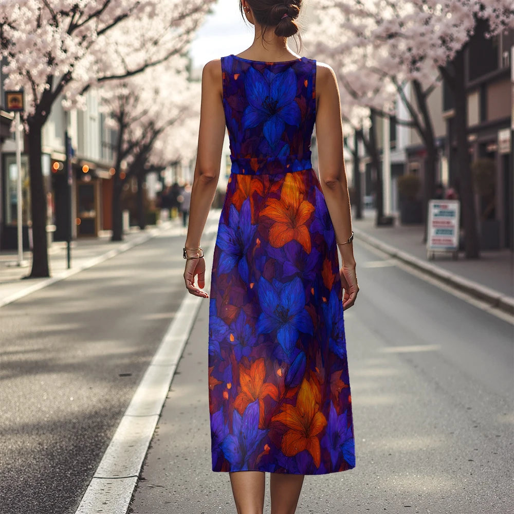 Vestido Floral Línea A Fresco Ceñido Sublime Francés
