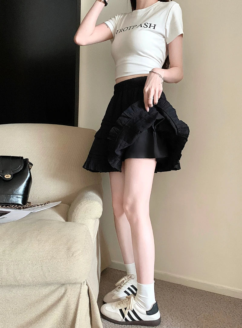 A-Line Mini Skirt - Preppy Street Style A