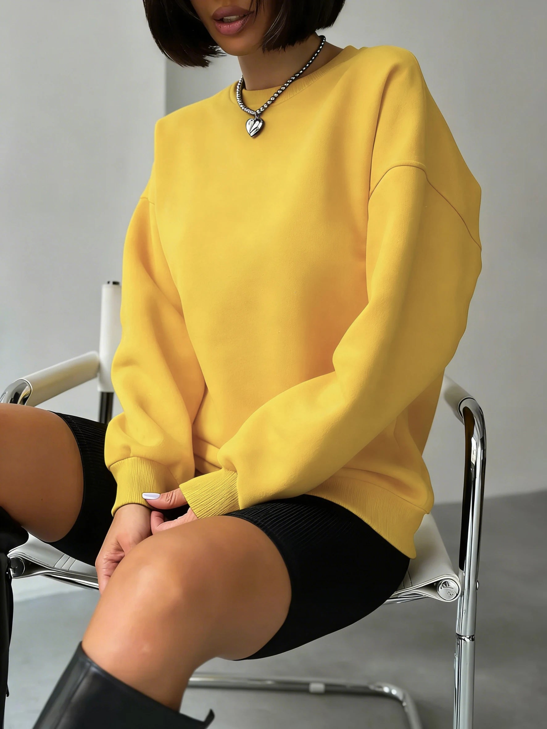 Polerón Cuello Redondo Mujer Felpa Estilo Europeo Americano