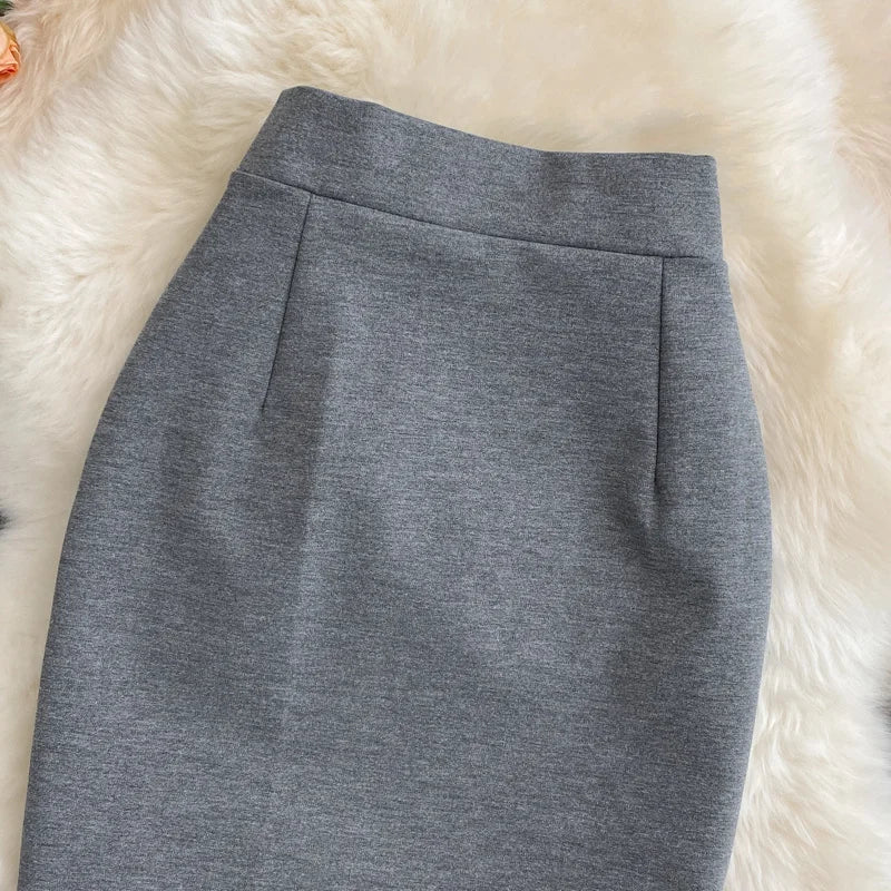 Solid Pencil Skirt - High Waist Office