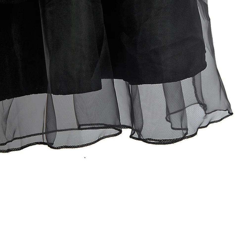 Vestido Princesa Niña Negro Volantes Halloween Fiesta Baile