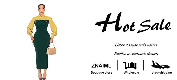 Pencil Midi Dress - Green Patchwork Button Office