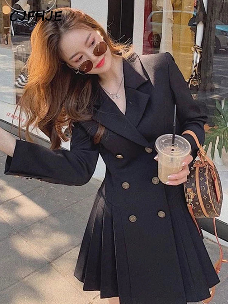 Business Suit - Hepburn French Style Black Dress