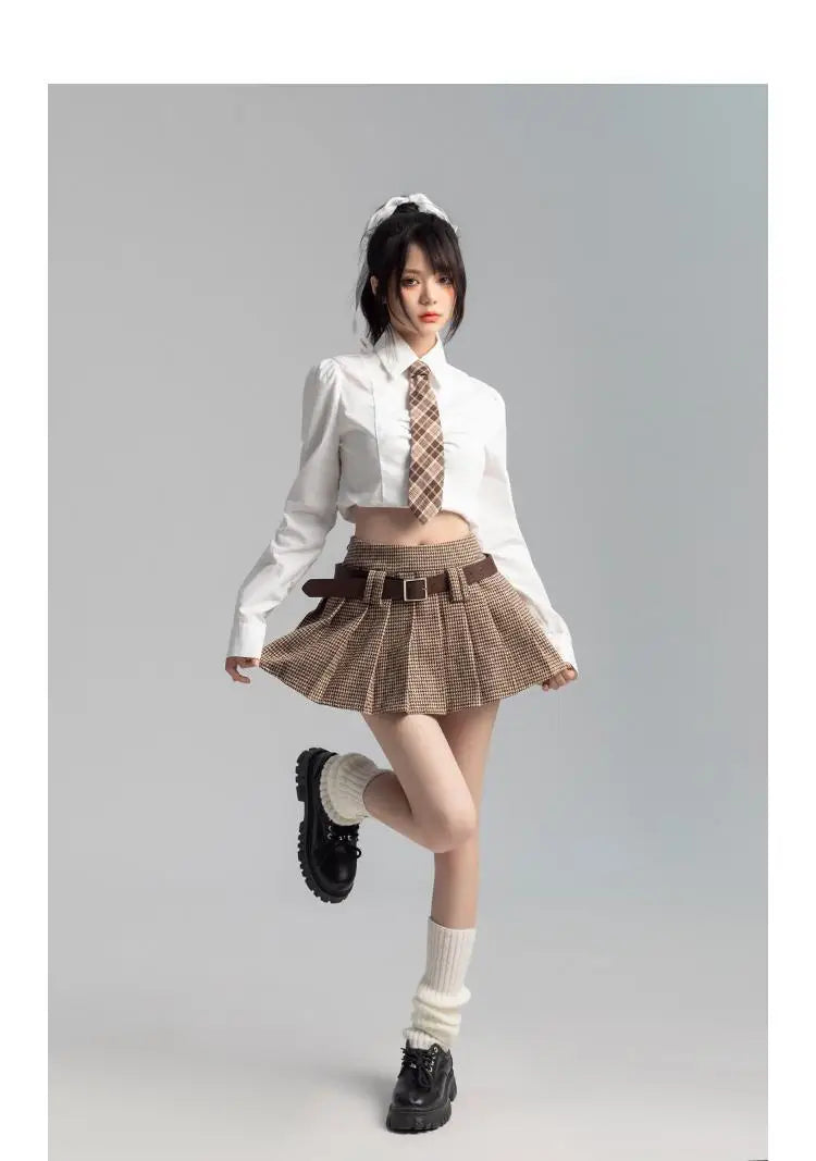 Plaid Mini Skirt - Preppy Japanese Retro Style B