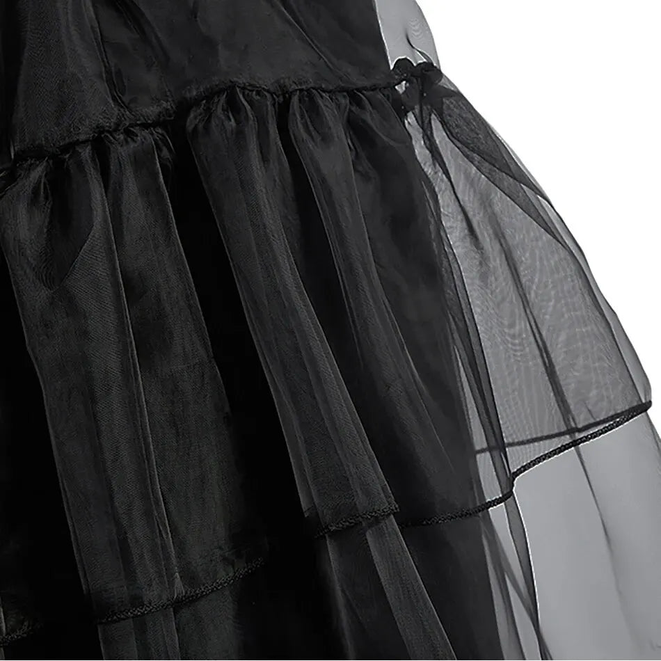 Vestido Princesa Niña Negro Volantes Halloween Fiesta Baile