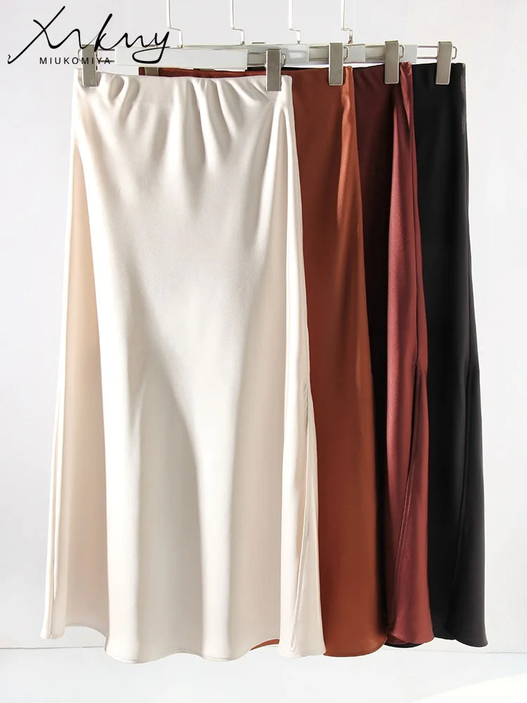 Satin Maxi Skirt - Side Slit